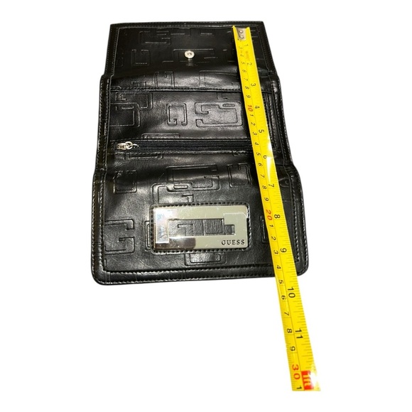 GUESS Embossed Black Wallet with Metal Accent - Picture 4 of 5